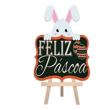 Lousa Placa Decorativa Feliz Pascoa Coelho Placa De Mesa Foto mini  2