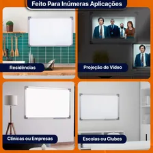 Lousa Quadro Branco 100x70 cm Com Moldura De Alumínio Atual Mix Branco Foto mini 4