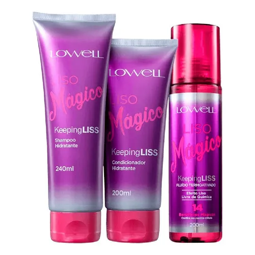Lowell Liso Mágico Kit Sh 240ml + Cond 200ml + Fluido 200ml Foto 1