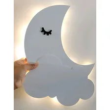 Lua E Nuvem Com Led Decoração Quarto Infantil E Bebê Cor Branco Foto mini 1