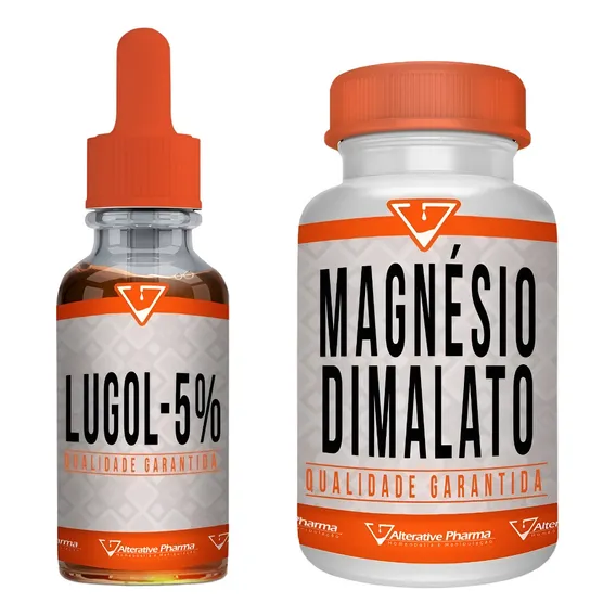 Lugol Inorgânico 5% 30ml + Magnésio Dimalato 550mg 60 Cáps Sabor Sem sabor Foto 1