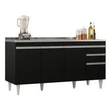 Lumil Móveis arkansas Cozinha balcão gabinete com pia inox 160cm preto Foto mini 1