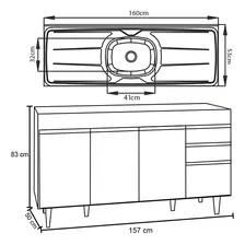 Lumil Móveis arkansas Cozinha balcão gabinete com pia inox 160cm preto Foto mini 4