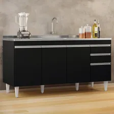 Lumil Móveis arkansas Cozinha balcão gabinete com pia inox 160cm preto Foto mini 2