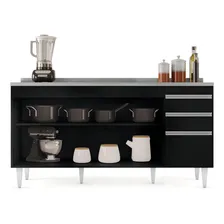 Lumil Móveis arkansas Cozinha balcão gabinete com pia inox 160cm preto Foto mini 3