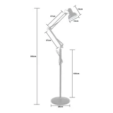 Luminária 1,9m Articulada Chão Pedestal Coluna Lustre Metal Estrutura Branco Foto mini  2