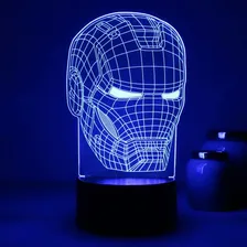 Luminaria 3d Led 16 Cores Homem De Ferro Quarto Decoração Cúpula Diversas Estrutura Preto Foto mini 4