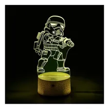 Luminária 3d - Miniatura Stormtrooper Estrutura Craquelada 110v/220v Foto mini 3