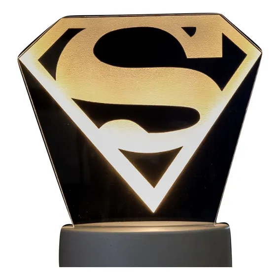 Luminária 3d Superman Super Homem Dc | Abajur | 7 Cores Cúpula Base Preta Ou Branca Estrutura Led Ajuste De 7 Cores 127/220v Foto 1