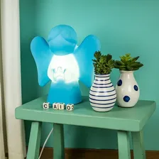 Luminária Abajur Anjinho Anjo Da Guarda Azul Presente Criativo Quarto Bebê Decoração Infantil Presente Religioso 110V/220V Foto mini 1