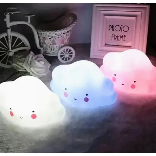 Luminaria Abajur Nuvem Verde Led Luz Noturna Infantil Foto 1