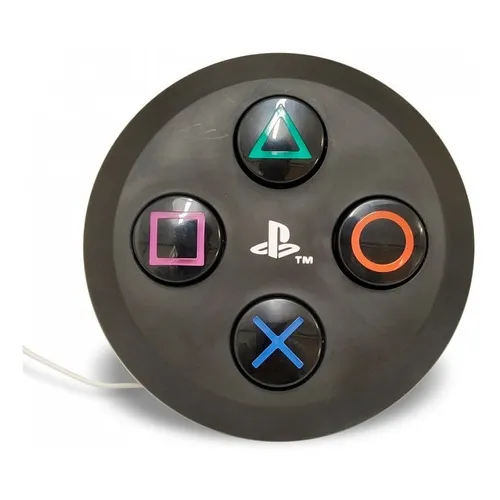Luminária Abajur Sala Botão Preto Playstation Licenciado Foto 1