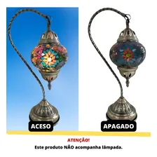 Luminária Abajur Turco Mosaico Pendente Vidro E Metal 38cm Foto mini 4