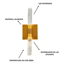 Luminária Arandela 6w Sindora DCB-02110 Luminária De Parede Metal E Cristal Dourado Foto mini  3