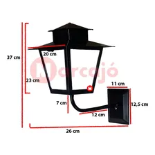 Luminária Arandela Colonial Quadrada L6b Preto 110V/220V Foto mini 4
