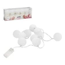 Luminária Cordão De Natal Luz 10 Bola Led Varal Pilha Branca Foto mini 1