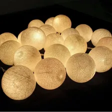 Luminária Cordão De Natal Luz 10 Bola Led Varal Pilha Branca Foto mini 2