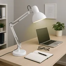 Luminária De Mesa Articulada Branca Abajur Lustre Lanterna Foto mini  2