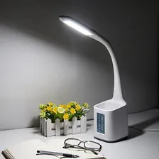 Luminária De Mesa Com Relógio E Porta Caneta Foto mini 3