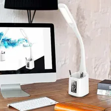 Luminária De Mesa Com Relógio E Porta Caneta Foto mini 4