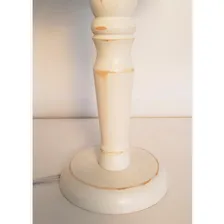 Luminária De Mesa Cúpula Tecido Cru Base Branco Provençal Foto mini 3