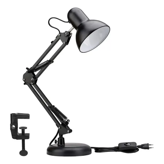 Luminária De Mesa Dapon Articulada Abajur Modelo Pixar Com Base e Garra Cor Preto Foto 1