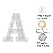 Luminária Decorativa Led 3d Letra A Branca 21cm Decor Festa Foto mini 4