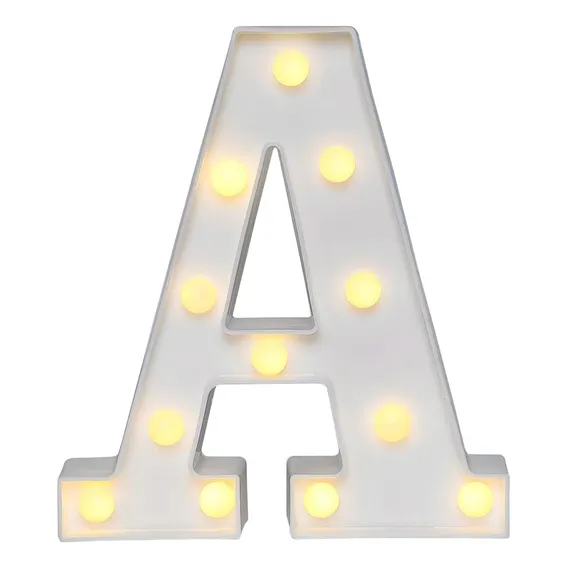Luminária Decorativa Led 3d Letra A Branca 21cm Decor Festa Foto 1