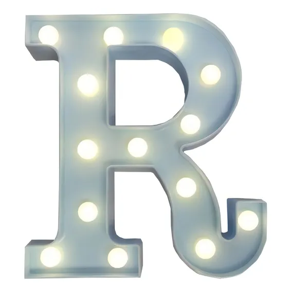 Luminária Decorativa Led 3d Letra R Azul 22cm Decor Festa Foto 1