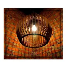 Luminaria Ideal Pendente Rustico Madeira Pear Grande 53x63cm Foto mini 2