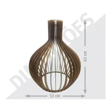 Luminaria Ideal Pendente Rustico Madeira Pear Grande 53x63cm Foto mini 3