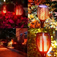 Luminária Jardim Luz Solar Espeto Tocha Efeito Chama/fogo Cor Preto Foto mini 4