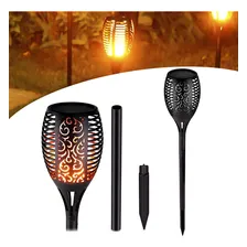 Luminária Jardim Luz Solar Espeto Tocha Efeito Chama/fogo Cor Preto Foto mini 2