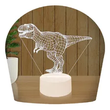 Luminária Led 3d | Dinossauro Rex 5 | Abajur Presente Bb Estrutura Branco Foto  mini 1