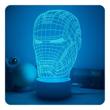 Luminaria Led 3d, Homem De Ferro, Heroi, Vingadores 16 Cores Estrutura Branco Foto mini  2