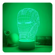 Luminaria Led 3d, Homem De Ferro, Heroi, Vingadores 16 Cores Estrutura Branco Foto mini  3