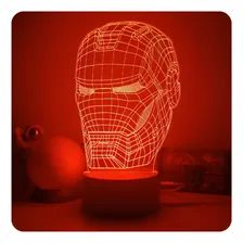 Luminaria Led 3d, Homem De Ferro, Heroi, Vingadores 16 Cores Estrutura Branco Foto  mini 1