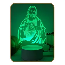 Luminária Led 3d, Jesus, Abajur 16 Cores Estrutura Branco Foto mini  3