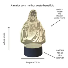 Luminária Led 3d, Jesus, Abajur 16 Cores Estrutura Branco Foto mini 4