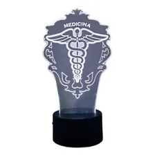 Luminária Led 3d, Medicina, Símbolo Médico, Pilha Cúpula Colorido Estrutura Preto Foto  mini 1