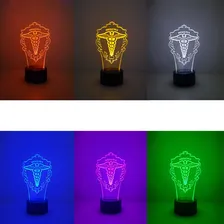 Luminária Led 3d, Medicina, Símbolo Médico, Pilha Cúpula Colorido Estrutura Preto Foto mini 4