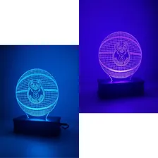 Luminaria Led 3d, Milwaukee Bucks, Basquete, 16 Cores Estrutura Preto Foto mini 3