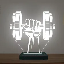 Luminária Led 3d Musculação Academia Abajur Branca Foto mini  2