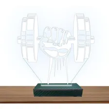 Luminária Led 3d Musculação Academia Abajur Branca Foto  mini 1
