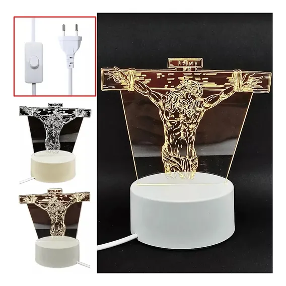 Luminária Led Abajur 3d Jesus Cristo Lindo Efeito De Luz Led Foto 1