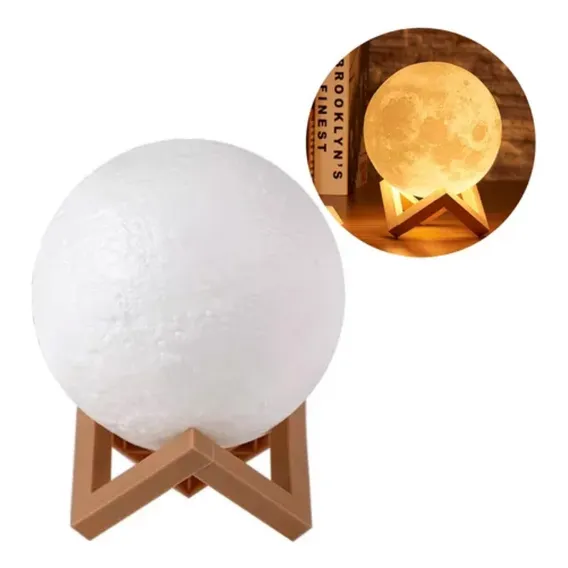 Luminária Led Abajur 3d Moon Lamp Lua Cheia Decoração Foto 1