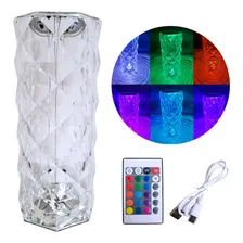 Luminária Led Cristal Abajur Touch C/ Controle 16 Cores 21cm Foto mini 1