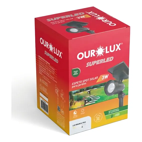 Luminaria Led Espeto Jardim Solar 3w Branco Frio 6500k Ip65 Foto 1