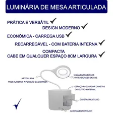 Luminaria Led Mesa Flexivel Estetica 3 Intensidades Cor da estrutura Branca Foto mini 2