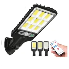 Luminária Led Solar Poste Rua Parede Sensor 128 Led Foco Luz Foto mini 1